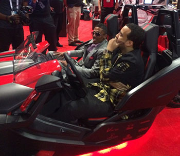 MTX at CES 2015 with Nick Cannon and French Montana in Polaris Slingshot
