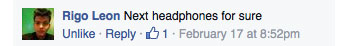 MTX FaceBook Comment my next headphones
