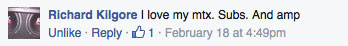 MTX FaceBook Comment I love my mtx