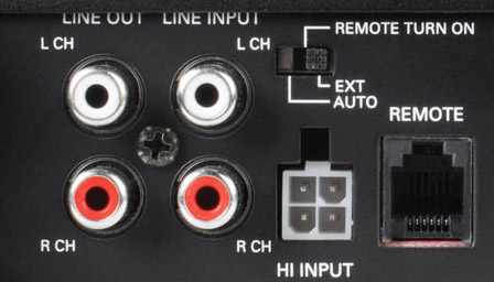 Car Amplifier Back Showing Inputs and Outputs