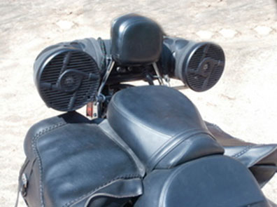 motorcycle speakers mounted in back